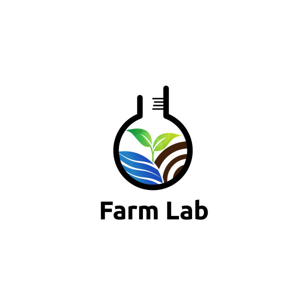 农场实验室与树叶标志概念图标元素和图片下载