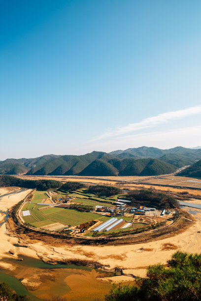 韩国叶川会陵坡村全景图片下载