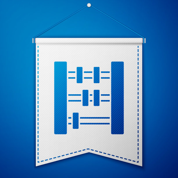 蓝色算盘图标隔离在蓝色背景图片下载