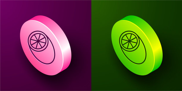 等距线橙色水果图标孤立上图片下载