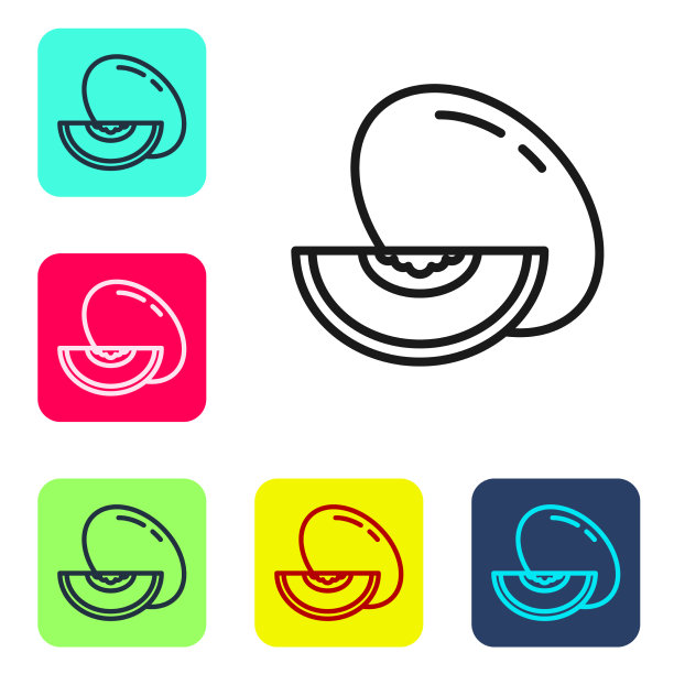 黑线瓜果图标孤立在白色上图片下载