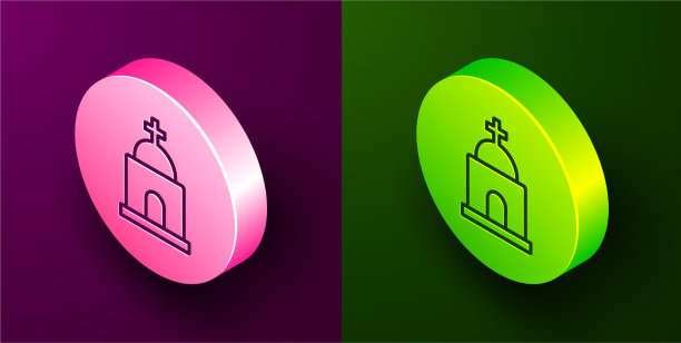 等距线老地窖图标孤立在紫色图片下载