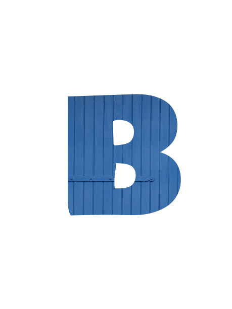 用旧蓝木头制成的字母表中的字母B图片下载
