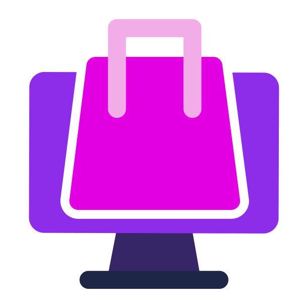 电脑图标电脑与购物袋扁平图片下载