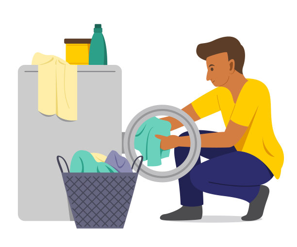 男人用洗衣机洗衣服图片下载