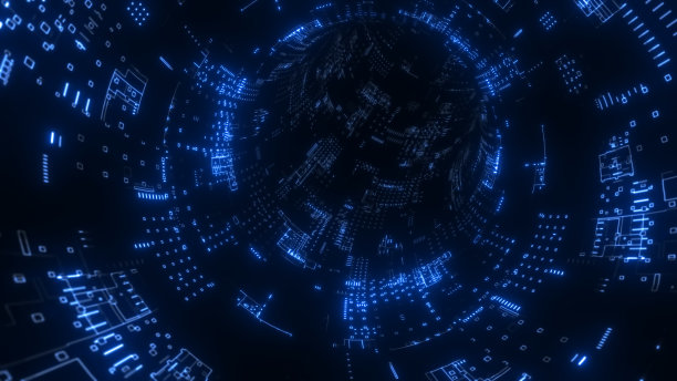 摘要技术数字隧道、管道。圆的形状。发光的背景图片下载