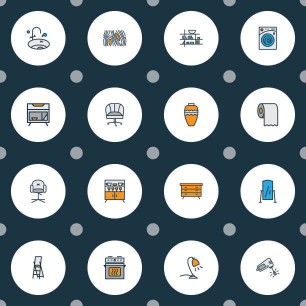 家装图标用彩色线条设置图片下载