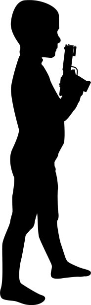 剪影男孩拿着玩具枪，孩子在玩图片下载