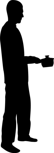 一个手拿平底锅的剪影图片下载