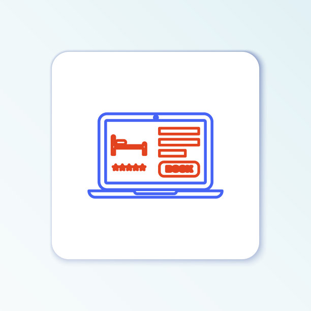 在线酒店预订图标孤立在白色上图片下载