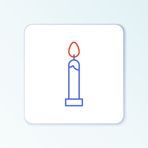 线燃烧的蜡烛图标孤立在白色图片下载