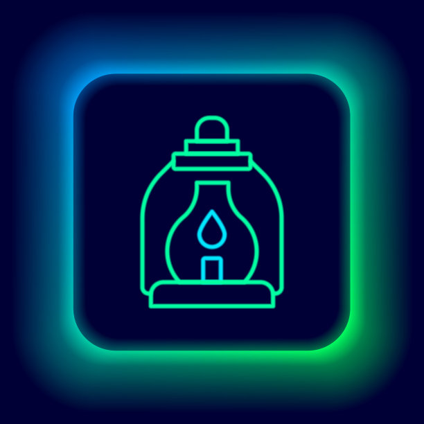 发光的霓虹灯线露营灯图标孤立上图片下载