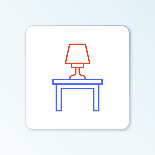 线台灯在桌子上图标孤立在白色图片下载