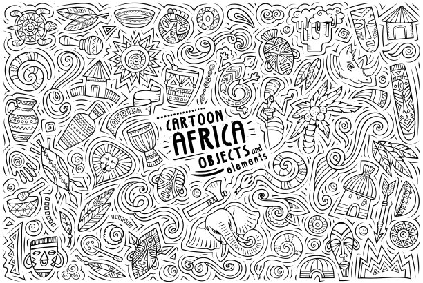 卡通设定非洲主题物品和物品图片下载