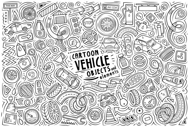 卡通设定车辆主题物品和对象图片下载