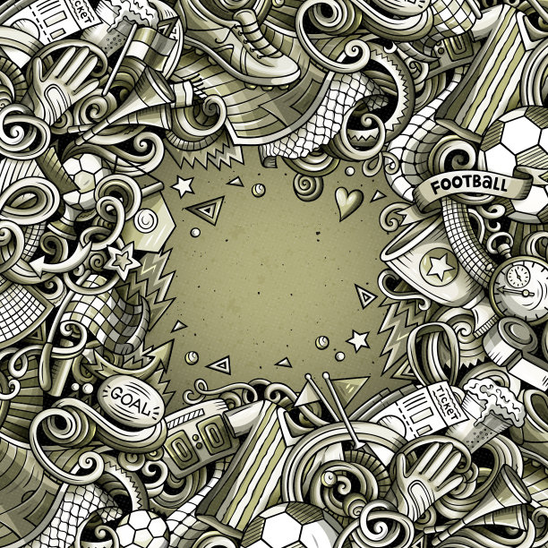 卡通涂鸦足球框架图形足球图片下载