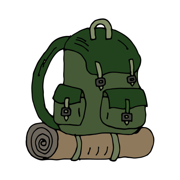 旅游背包轮廓孤立在白色图片下载