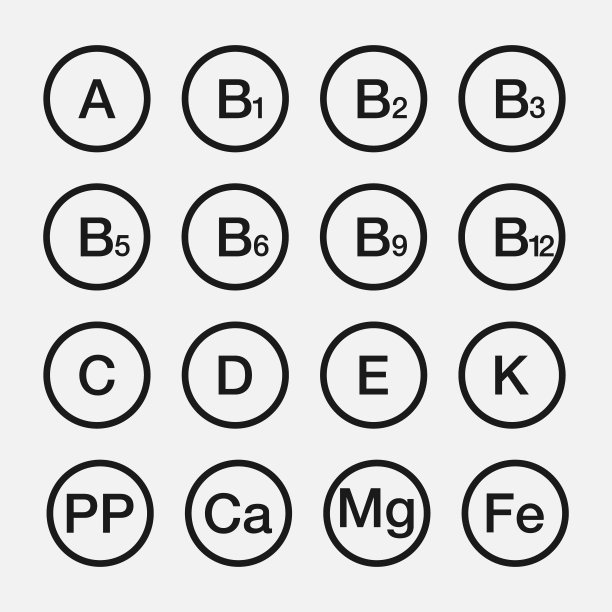 维生素矢量图标。维生素复杂。营养的迹象,孤立。维生素群。矢量图图片下载