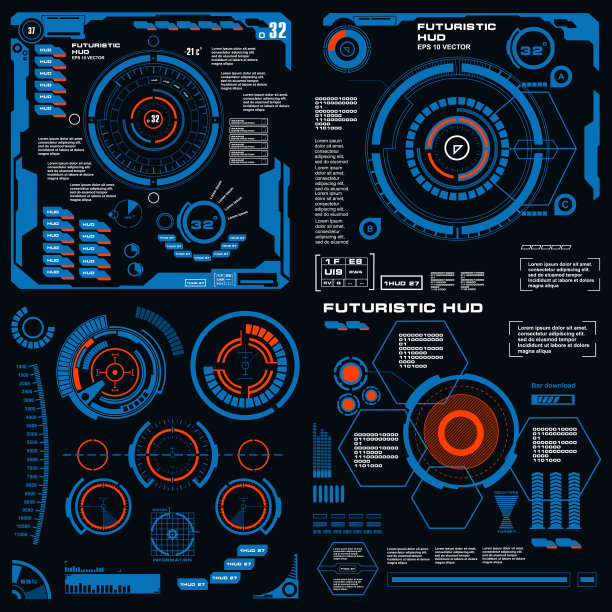 未来的蓝色虚拟图形触摸用户图片下载
