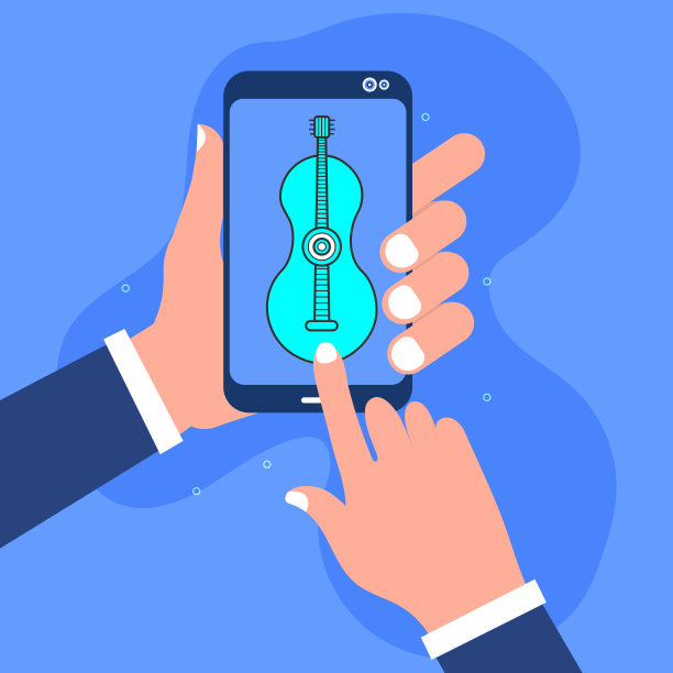 手持智能手机与吉他图标图片下载