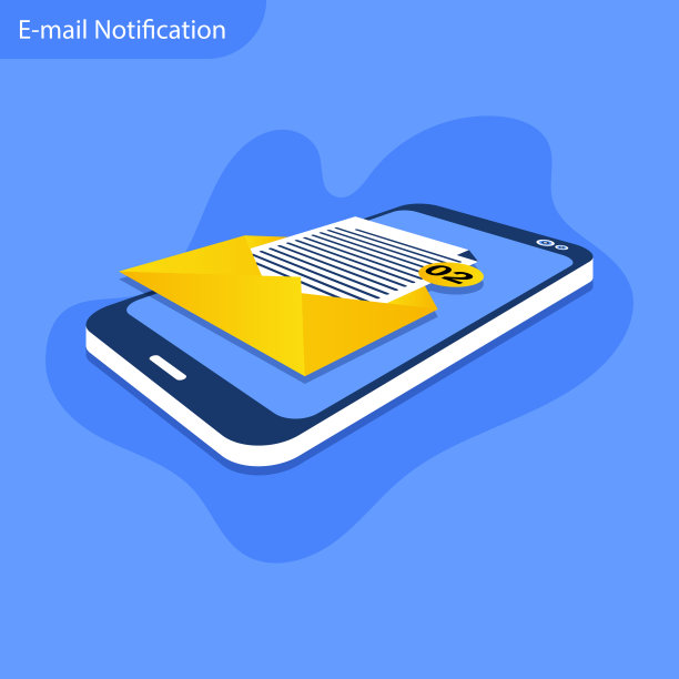 带有电子邮件通知的等距智能手机。获得电子邮件的概念图片下载