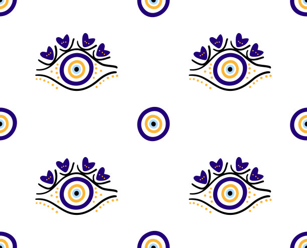 无缝图案与土耳其邪恶眼珠。祝你好运。土耳其瓷砖。东方奥斯曼设计矢量背景。完美的壁纸，图案填充，网页背景，表面纹理，纺织品图片下载