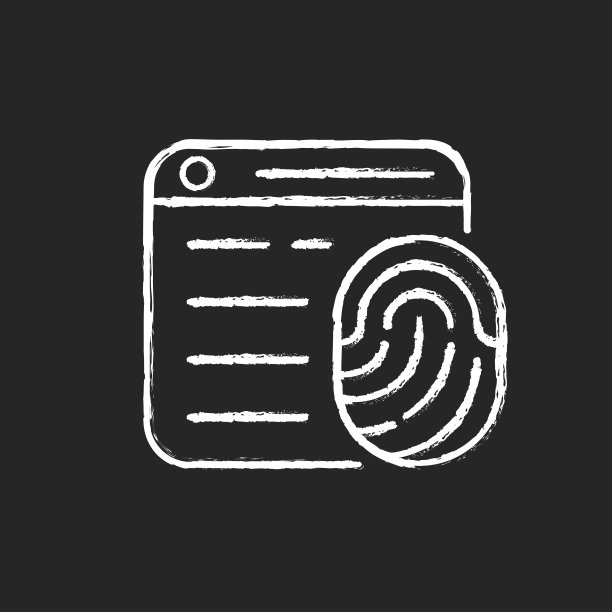 浏览器指纹粉笔白色图标在黑暗的背景图片下载