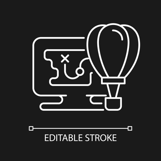 冒险游戏白色线性图标为黑色主题图片下载