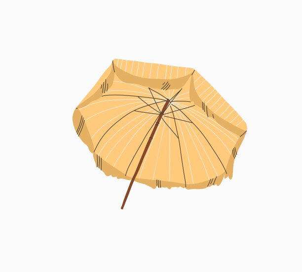 手绘矢量抽象股票图形夏季卡通，当代极简主义风格的插图印刷与波西米亚美丽的海滩伞，孤立在白色的背景图片下载