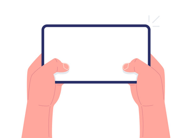 两只手拿着水平的智能手机。手机游戏的概念。模拟应用程序设计。向量。图片下载