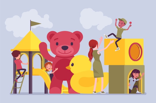 幼儿园操场上玩得开心，小朋友在户外玩得开心图片下载