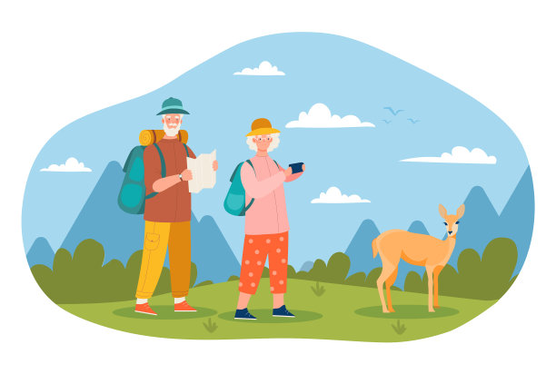 一对老夫妇正在公园的户外活动图片下载