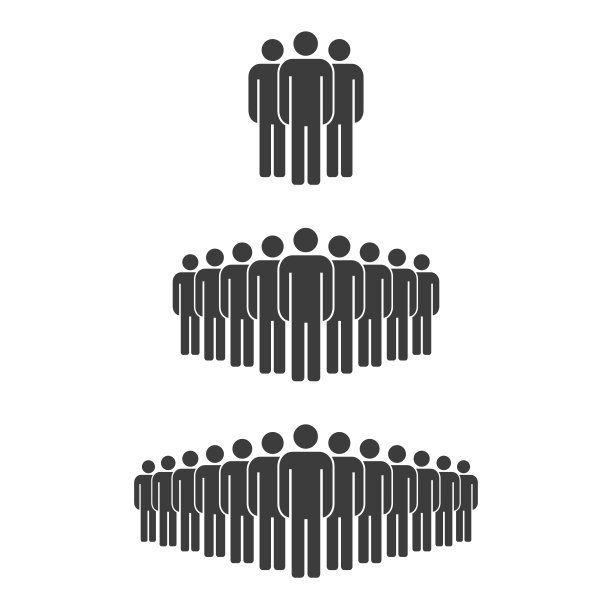 小、中、大人群。男性人群剪影图标。矢量图图片下载