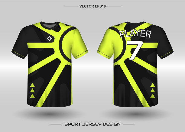 t恤运动矢量设计模板，足球俱乐部的足球球衣模型。前后视图一致。服装男性成人图片下载