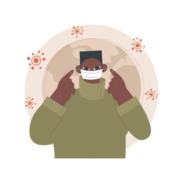 戴口罩抽象概念矢量插图。图片下载