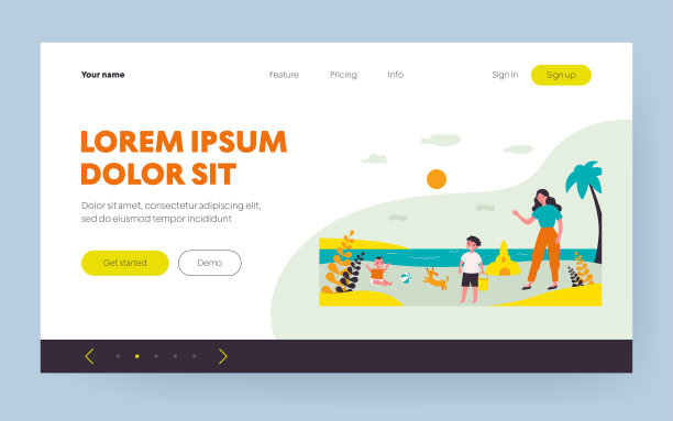 妈妈和孩子们在海滩上玩耍图片下载