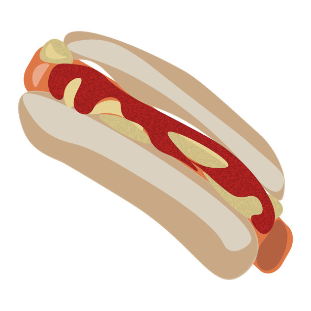 香肠和新鲜蔬菜的现实三明治-向量图片下载