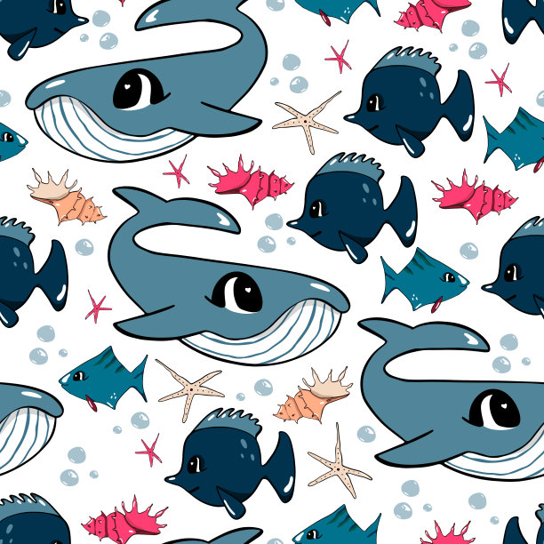 水下世界。孩子们的无缝模式。矢量插图。适合布料，儿童相册，明信片图片下载