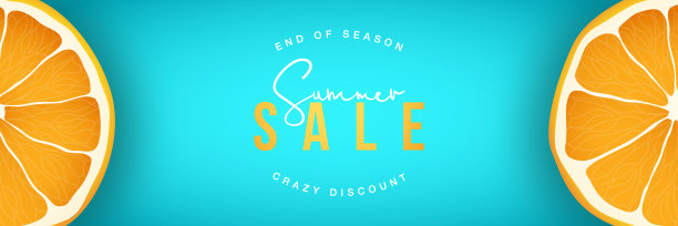 夏季销售横横幅橙色水果切成圆角。疯狂折扣向量横幅。为网页，社交媒体，卡片等设计模板。图片下载