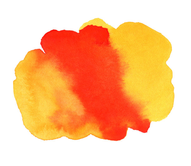 手绘红色和黄色水彩斑点。抽象的水彩背景。图片下载