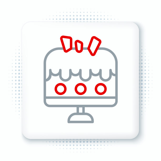 线状蛋糕在盘子上图标孤立在白色图片下载