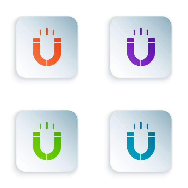 彩色磁铁图标孤立在白色背景图片下载