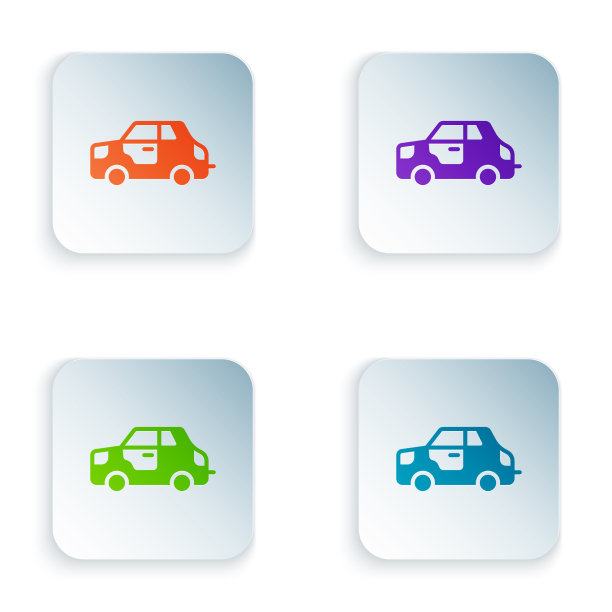 彩色汽车图标孤立在白色背景设置图片下载