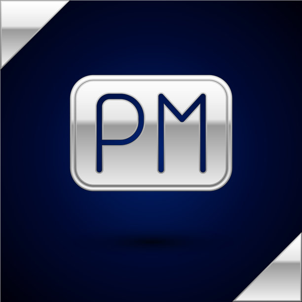 银色白昼时间图标孤立在深蓝色图片下载