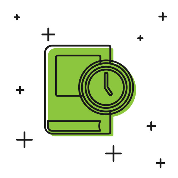 黑色时间为书图标孤立在白色图片下载