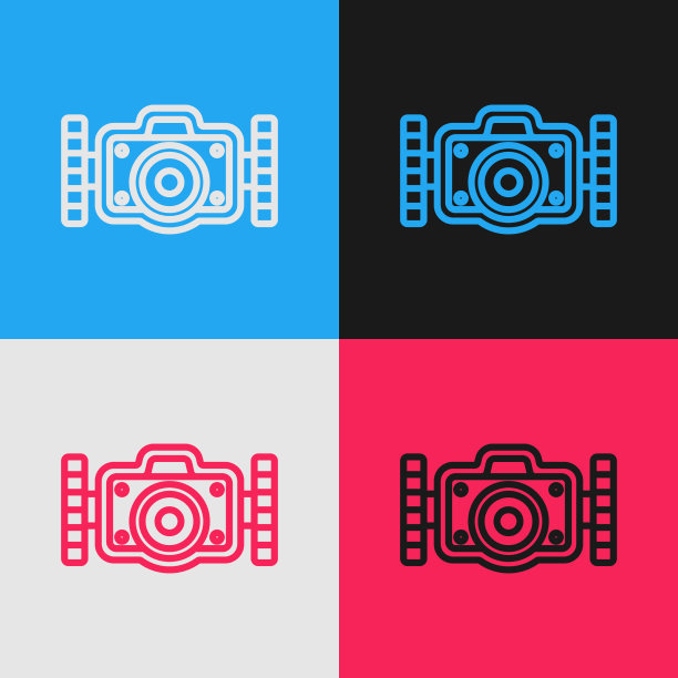 波普艺术线照片相机潜水员图标孤立图片下载