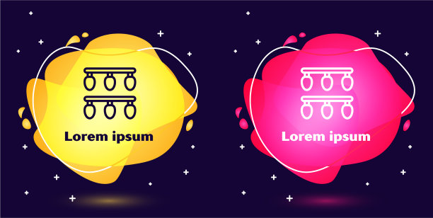 设置线圣诞灯图标孤立在蓝色图片下载