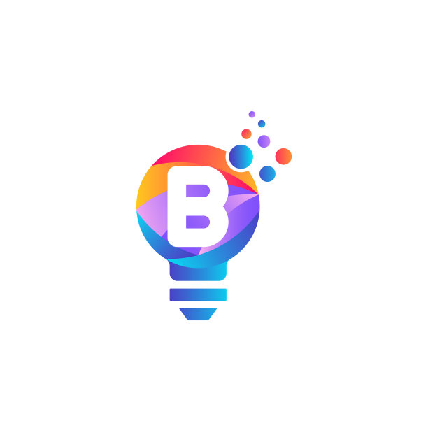 B字母灯泡标志设计与梯度图片下载