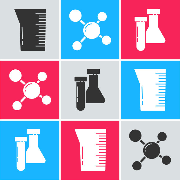 设置实验室玻璃器皿或烧杯分子和图片下载