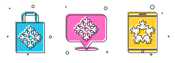 用雪花装圣诞纸购物袋图片下载